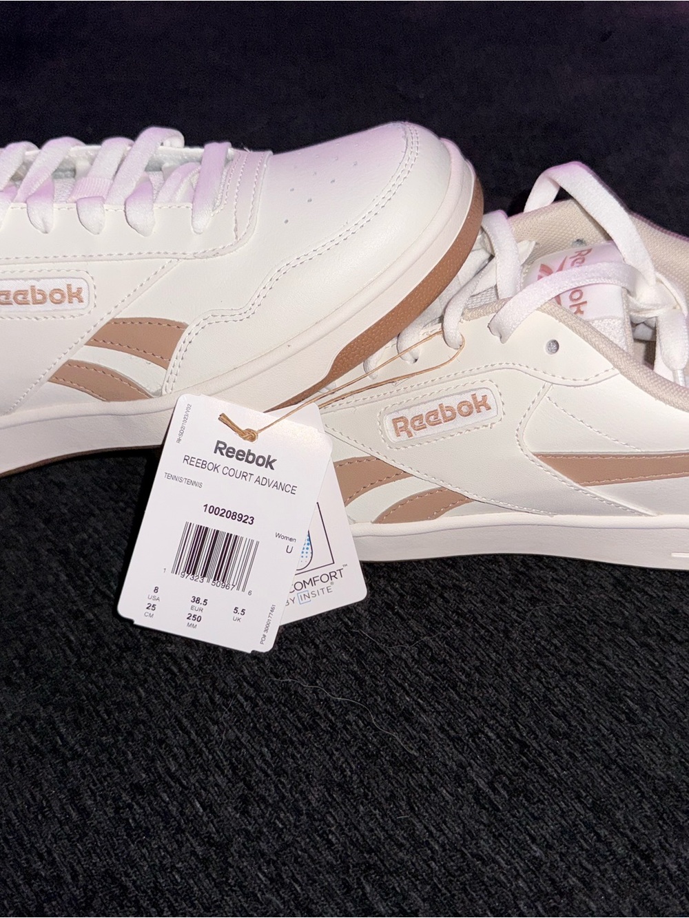 Reebok Court Advance Sneakers in White and Taupe